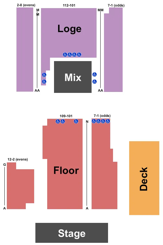 seating chart for Gramercy Theatre - Seating With Deck - eventticketscenter.com