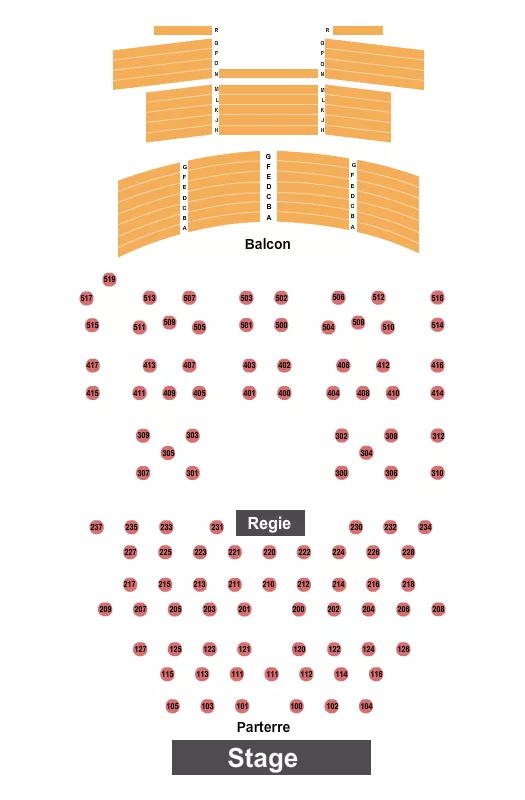 seating chart for Granada Theatre - Sherbrooke - Endstage Tables - eventticketscenter.com