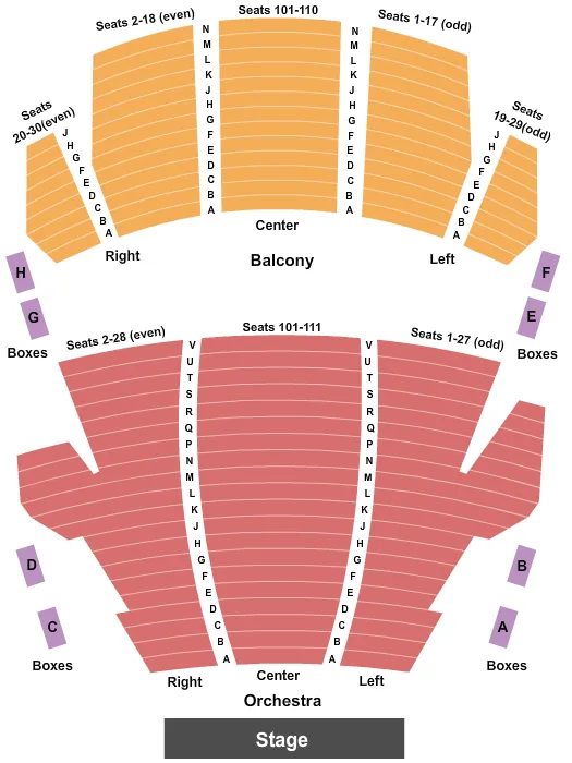 seating chart for Grand Opera House - Macon - End Stage - eventticketscenter.com