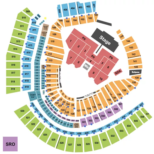 seating chart for Great American Ball Park - Foo Fighters - eventticketscenter.com