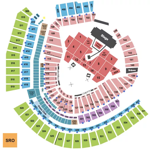 seating chart for Great American Ball Park - Noah Kahan - eventticketscenter.com