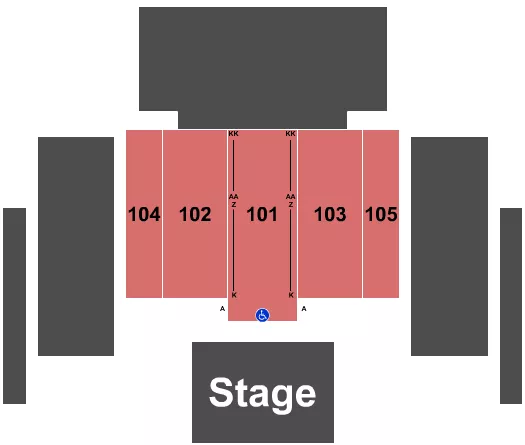 seating chart for Great Hall at Charles F. Dodge City Center - Endstage 6 - eventticketscenter.com