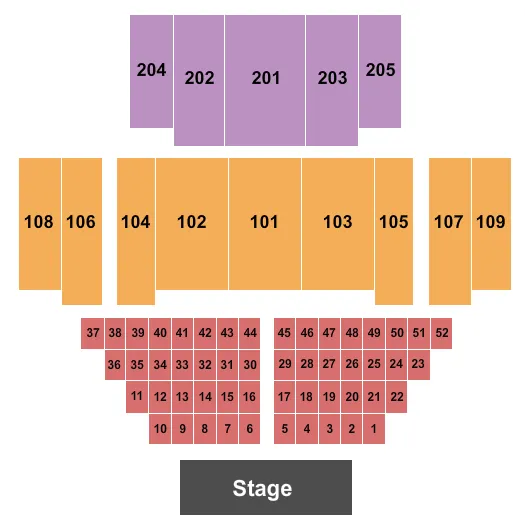 seating chart for Great Hall at Charles F. Dodge City Center - Endstage 4 - eventticketscenter.com