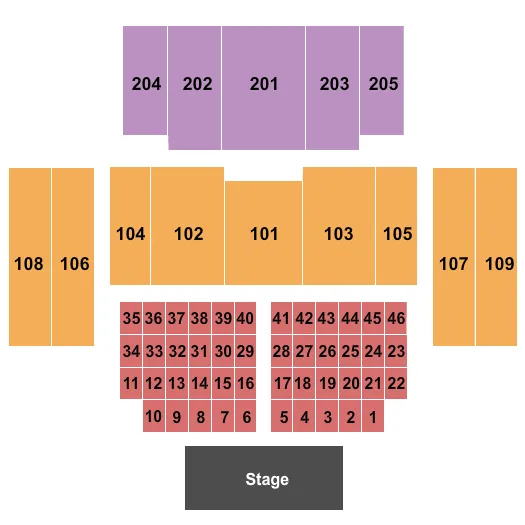 seating chart for Great Hall at Charles F. Dodge City Center - Endstage Tables - eventticketscenter.com