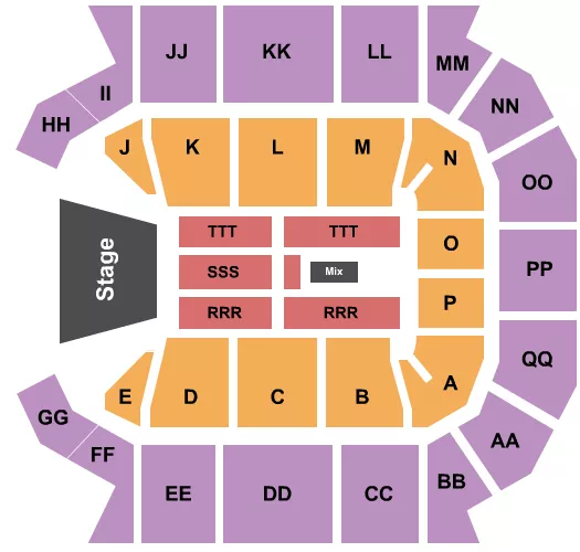 seating chart for Great Southern Bank Arena - Endstage 3 - eventticketscenter.com