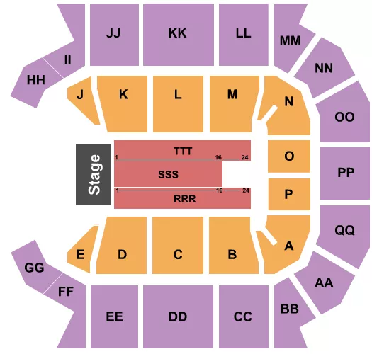 seating chart for Great Southern Bank Arena - Endstage 4 - eventticketscenter.com