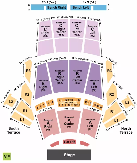 seating chart for Greek Theatre - Los Angeles CA - End Stage GA Pit - eventticketscenter.com