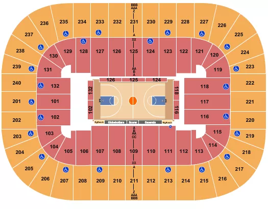seating chart for Greensboro Coliseum At Greensboro Coliseum Complex - Basketball - Globetrotters - eventticketscenter.com