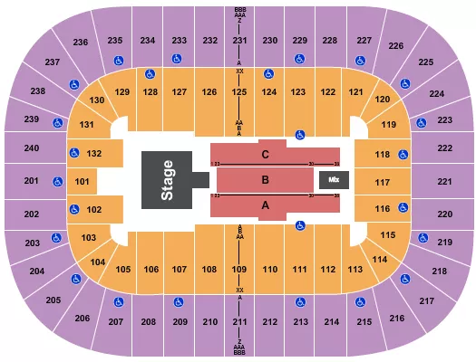 seating chart for First Horizon Coliseum At Greensboro Complex - Josiah Queen - eventticketscenter.com