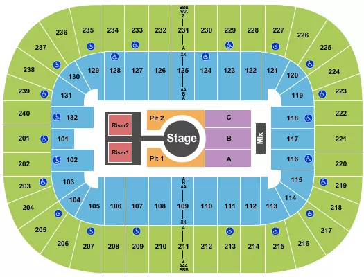 seating chart for Greensboro Coliseum At Greensboro Coliseum Complex - Peso Pluma - eventticketscenter.com