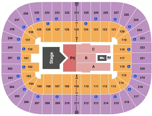 seating chart for Greensboro Coliseum At Greensboro Coliseum Complex - Sam Hunt - eventticketscenter.com