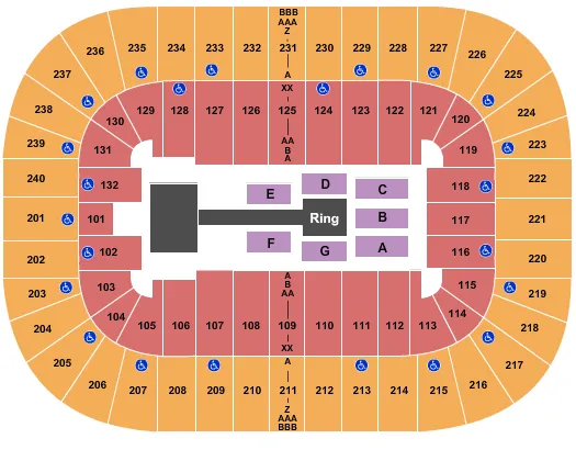 seating chart for Greensboro Coliseum At Greensboro Coliseum Complex - WWE 1 - eventticketscenter.com