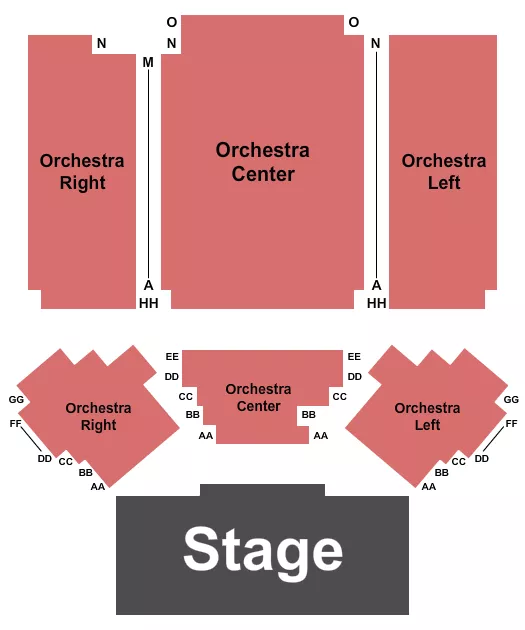 Endstage 4 Seating Chart at Griffin Theater at The Shed. The chart shows the main floor/stage with seating options surrounding it, which are color coded