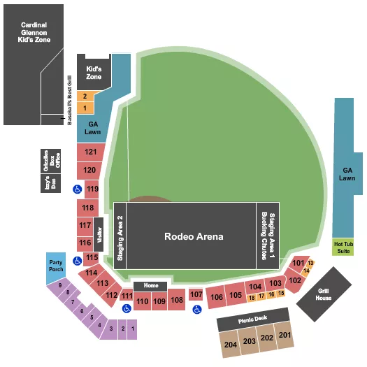 seating chart for Grizzlies Ballpark - Rodeo - eventticketscenter.com