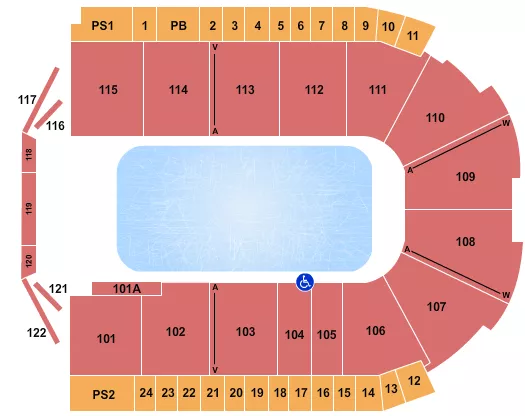 seating chart for Grossinger Motors Arena - Disney On Ice - eventticketscenter.com