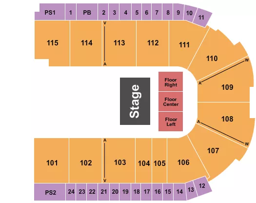 seating chart for Grossinger Motors Arena - Half House Floor - eventticketscenter.com