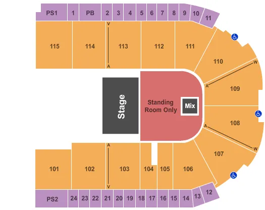 seating chart for Grossinger Motors Arena - Half House GA Floor - eventticketscenter.com