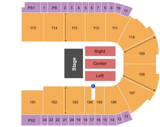 seating chart for Grossinger Motors Arena - Theresa Caputo - eventticketscenter.com