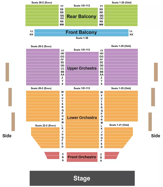 seating chart for Luhrs Performing Arts Center - Endstage 2 - eventticketscenter.com