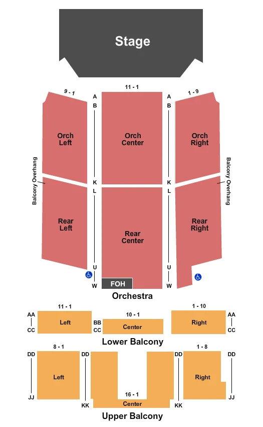 seating chart for Gryphon Theatre - Endstage - eventticketscenter.com