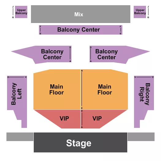 seating chart for HBP Theater at St. Cecilia Hall - Endstage - eventticketscenter.com