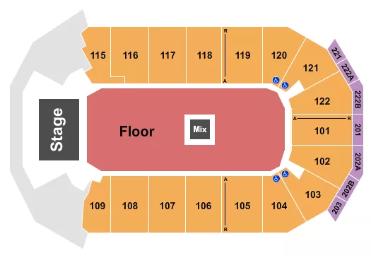 seating chart for HEB Center at Cedar Park - Endstage GA Floor - eventticketscenter.com