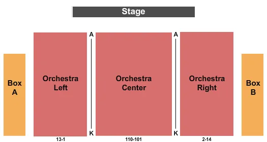 seating chart for Hamilton Stage at Union County Arts Center - End Stage - eventticketscenter.com