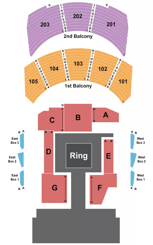 seating chart for Hammerstein Ballroom - Wrestling-2 - eventticketscenter.com