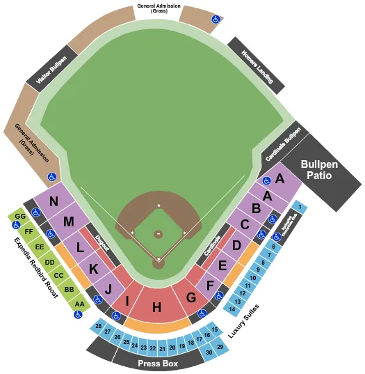 seating chart for Hammons Field - Baseball - eventticketscenter.com