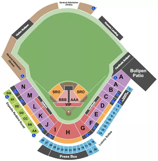 seating chart for Hammons Field - Concert - eventticketscenter.com