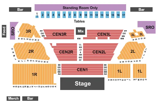 seating chart for Hampton Beach Casino Ballroom - Endstage Resv w/ Rear Tables - eventticketscenter.com