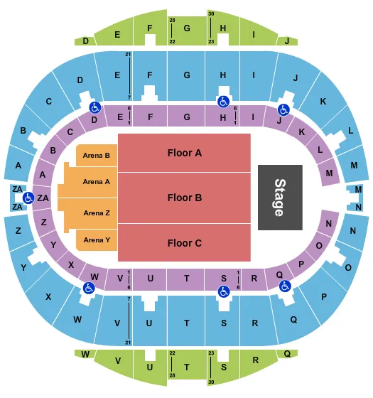 seating chart for Hampton Coliseum - Endstage-5 - eventticketscenter.com