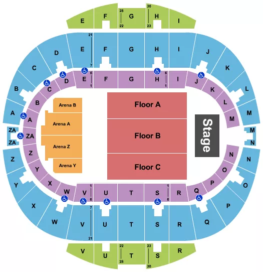 seating chart for Hampton Coliseum - Endstage 7 - eventticketscenter.com