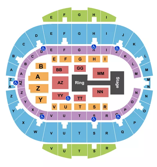 seating chart for Hampton Coliseum - WWE - eventticketscenter.com