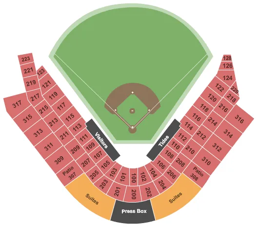 seating chart for Harbor Park - Baseball - eventticketscenter.com