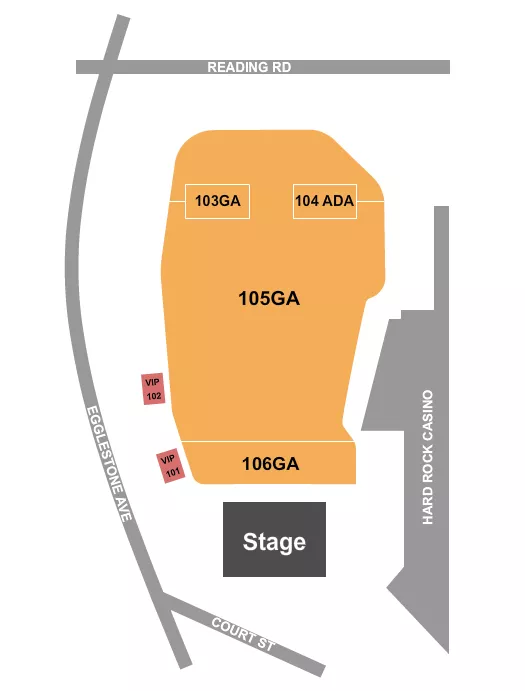 seating chart for Hard Rock Cincinnati Outdoor Arena - Endstage 2 - eventticketscenter.com