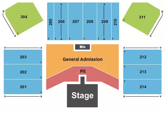seating chart for Hard Rock Live At Etess Arena - Endstage GA Flr & Pit w/ Catwalk - eventticketscenter.com
