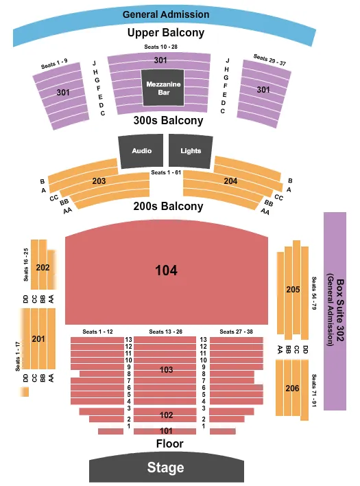 seating chart for Hard Rock Live - Mississippi - Endstage GA 104 - eventticketscenter.com