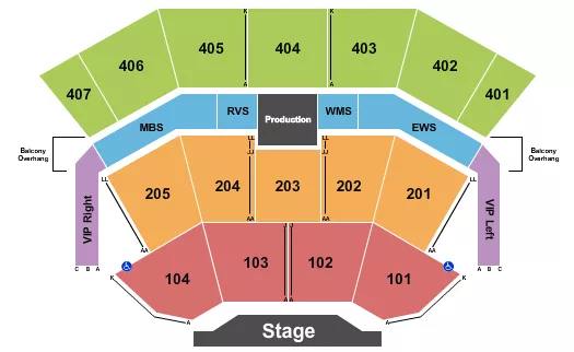 seating chart for Harrah's Cherokee Resort Event Center - End Stage - eventticketscenter.com