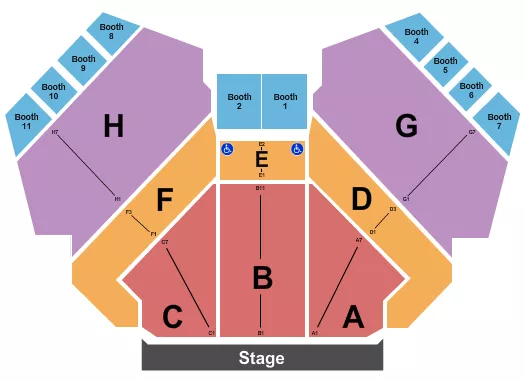 seating chart for Harrahs South Shore Showroom - End Stage 2 - eventticketscenter.com