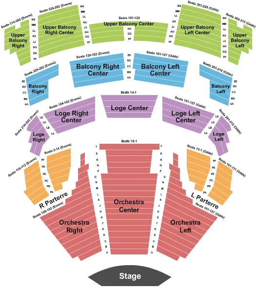 seating chart for Hawaii Theatre - End Stage - eventticketscenter.com
