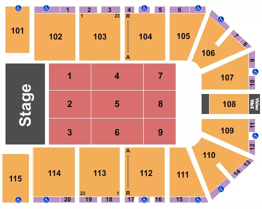 seating chart for Heartland Credit Union Arena - Endstage 8 - eventticketscenter.com
