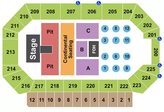 seating chart for Heartland Events Center - Endstage w/Tables - eventticketscenter.com