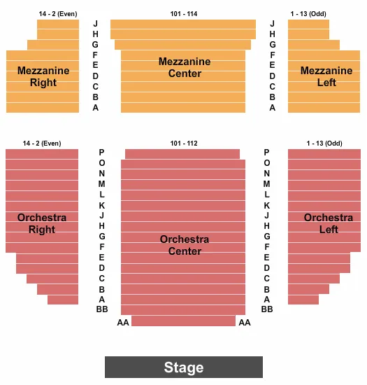 seating chart for Helen Hayes Theatre - Endstage - eventticketscenter.com