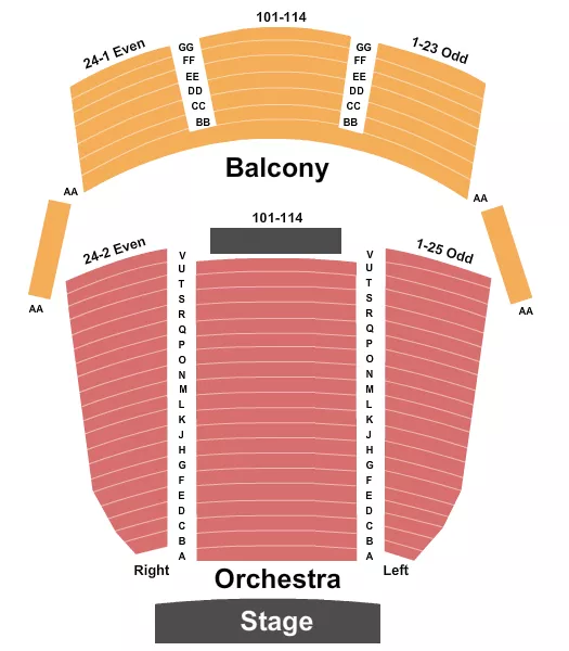 seating chart for Heritage Center Theater at Cam-Plex - End Stage - eventticketscenter.com