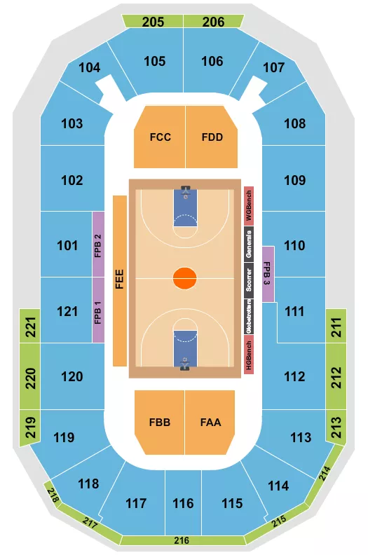 seating chart for Hero Arena At Mountain America Center - Basketball - Globetrotters - eventticketscenter.com