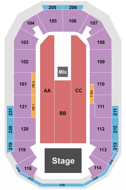 seating chart for Hero Arena At Mountain America Center - Endstage 2 - eventticketscenter.com
