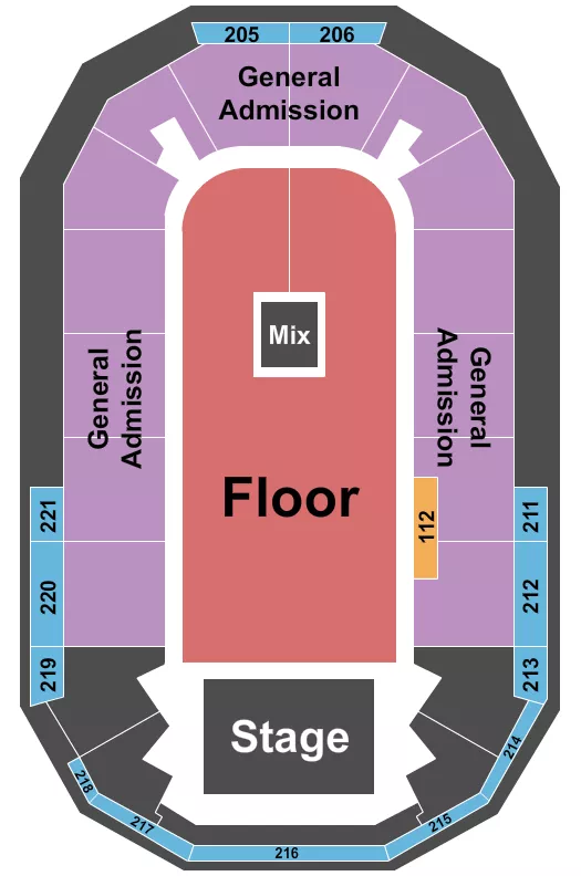 seating chart for Hero Arena At Mountain America Center - Endstage Floor - eventticketscenter.com