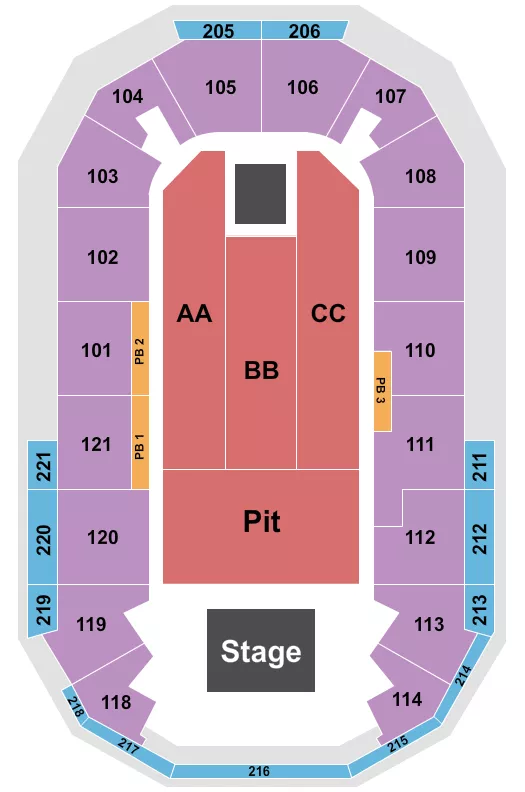 seating chart for Hero Arena At Mountain America Center - Endstage Pit 3 - eventticketscenter.com