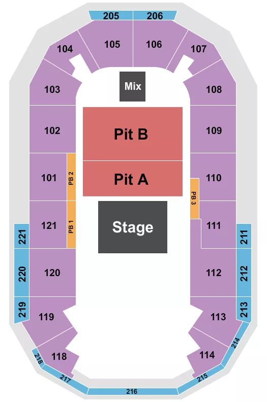 seating chart for Hero Arena At Mountain America Center - Endstage Pit A&B - eventticketscenter.com